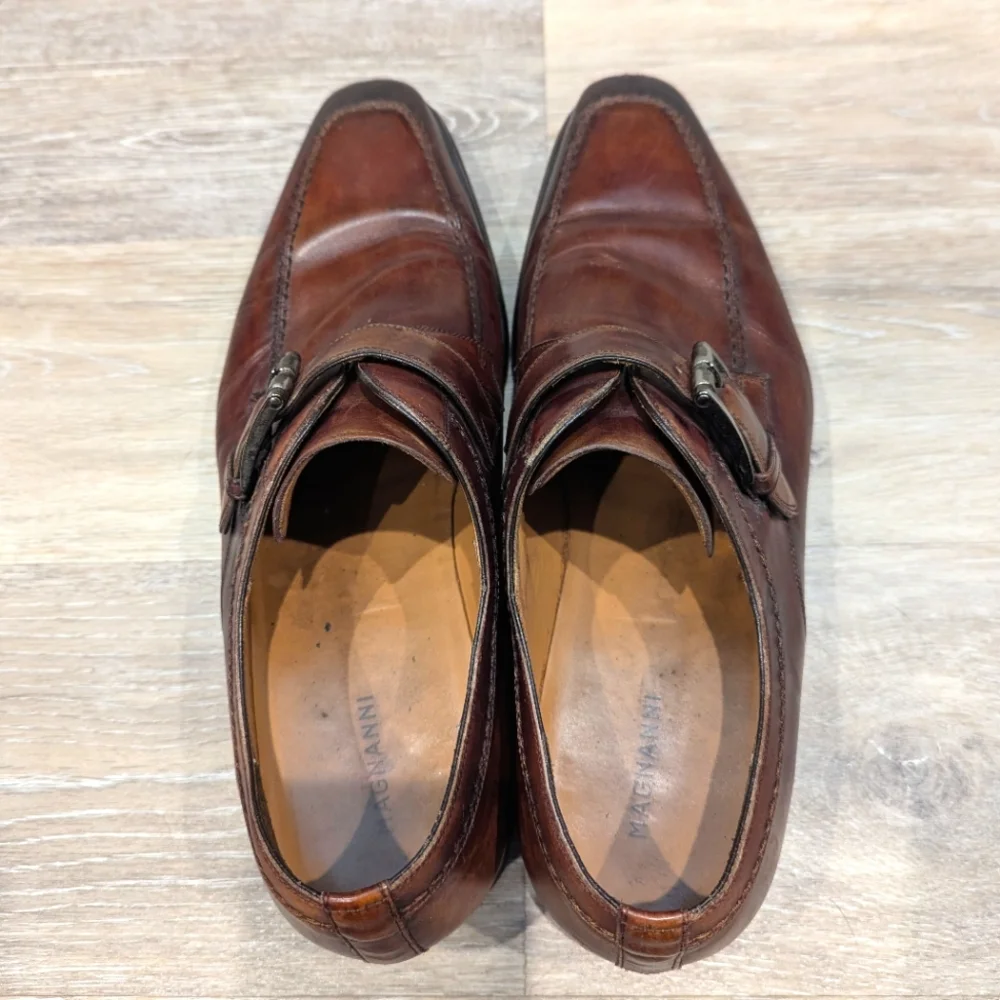 Magnanni Size 12 Brown Leather Monk Strap Buckle Dress Shoes‎ Loafers